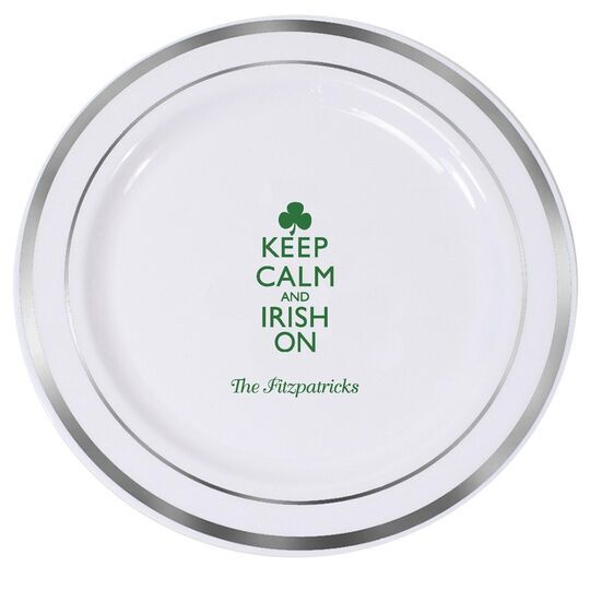 Keep Calm and Irish On Premium Banded Plastic Plates